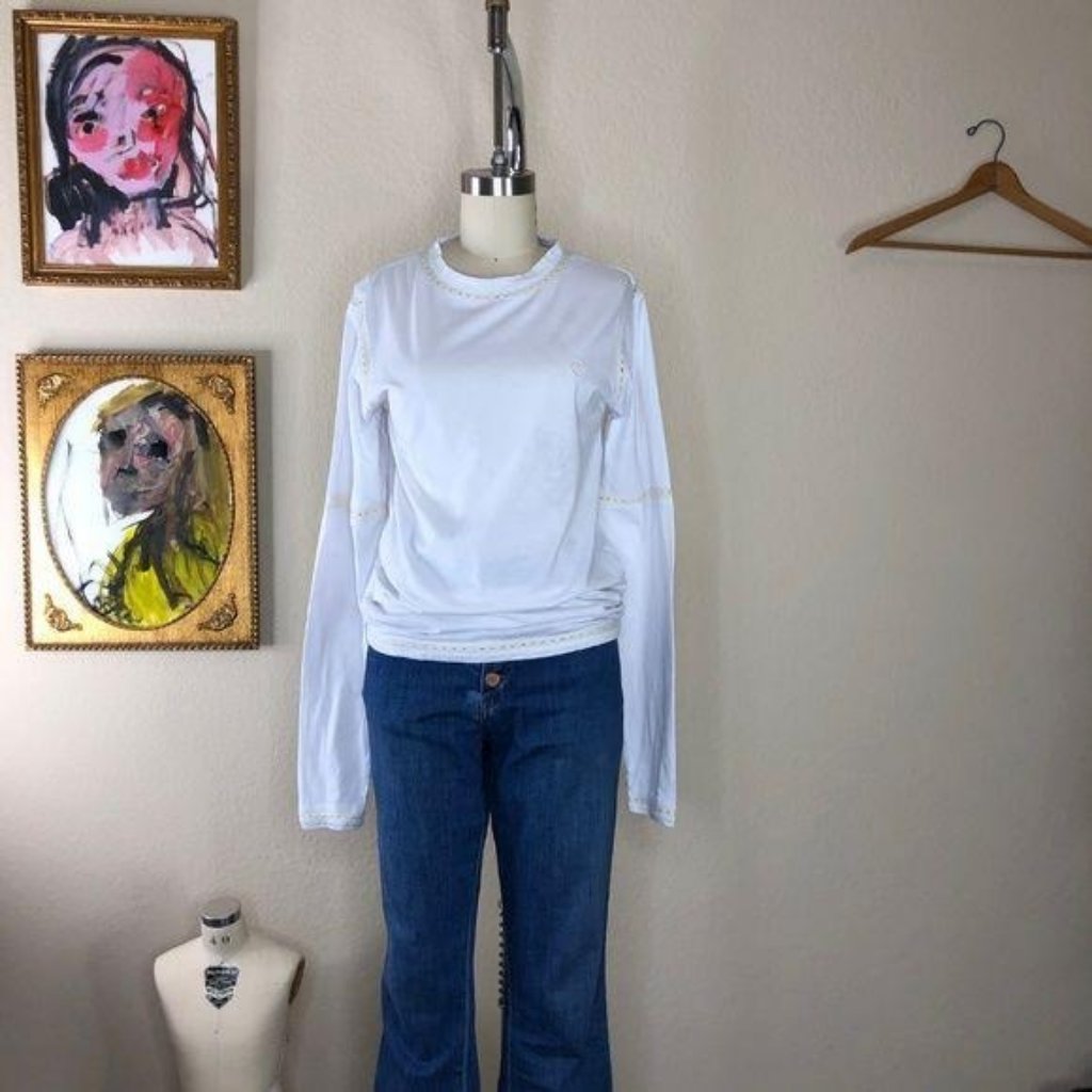 Sale Telfar Embroidered Logo Lace Trim Long Sleeve